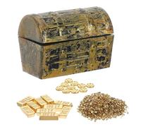 ZUNOXAZ Miniature Dollhouse Treasure with Realistic Coin Bars Tiny Pirate Chest Ornaments for Dollhouse Scene Decorations Compact and Detailed Accessories for Collectors and Imaginative