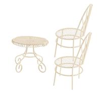 ZUNOXAZ Miniature Furniture Set for Dollhouse Mini Garden Table and Chairs Multipurpose Tiny Desk Decor for Photography Props and Home Display Easy-clean Mini Park Style Accessories White