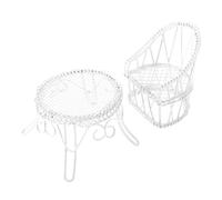 ZUNOXAZ Miniature Table and Chair Set Elegant Mini Furniture for Dollhouse Desktop Ornament Photography Prop Versatile Tiny Office Desk Easy to Clean Garden Scene Decoration