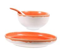 ZUNOXAZ Multi Function Ceramic Tableware Kit for One Person Decorative Plate and Spoon Set High Grade Material with Round Edges Compact and Lightweight for Home and Office Use