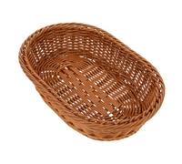 ZUNOXAZ Oval Woven Storage Basket Brown Imitation Rattan Bread and Fruit Basket PP Material for Household Kitchen Cosmetics Storage