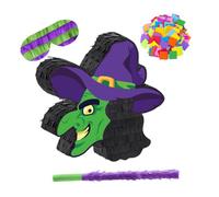 ZUNOXAZ Pinata of The Witch Decor Party Game Pinata Mexican Halloween Witch Party Confetti with Stick with Blindfold Halloween Game Supplies Paper