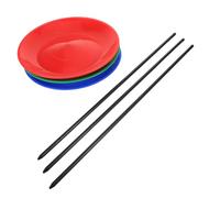 ZUNOXAZ Plastic Juggling Plates with Sticks for Circus Skills Equipment Lightweight Balanced Discs for Sensory Development and Beginner Juggling Practice Safe Stage Props Red Blue Green