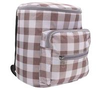 ZUNOXAZ Portable Baby Items Organizer Diaper Storage Bag for Mother with Hanging Attachment Brown Checkered Infant Essential Pouch for Strollers and Newborn Care