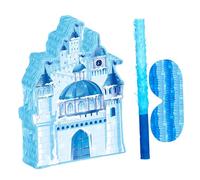 ZUNOXAZ Princess Castle Pinata Blue Winter Theme with Blindfold and Bat for Birthday Party Game Supplies Hanging Candy Holder and Party Favors for Weddings