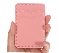 ZUNOXAZ PU Leather Phone Wallet Card Holder Dual Slot Adhesive Back Pocket for Credit Business Id Cards Fit Compatible with Multiple Phone Models Stylish Sleeve Pink