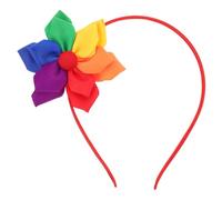 ZUNOXAZ Rainbow Flower Headband for Women Handmade Soft Ribbon Hairband with Vibrant Multi Color Floral Design Boho Style Party Accessory for Valentines Day Festivals and Special Occasions