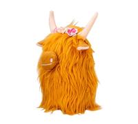 ZUNOXAZ Realistic Highland Cow Soft Plush Farm Animal Doll for Boys and Smooth Fuzzy Texture Lifelike Scottish Cattle Design for Play and Holiday Decoration