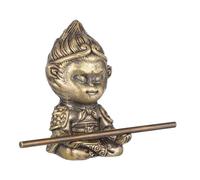 ZUNOXAZ Retro Brass Sun Wukong Statue with Staff Detailed Monkey King Figurine for Tea Table Decoration Versatile Zen Ornament with Vintage Charm and Meticulous Craftsmanship