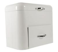 ZUNOXAZ Retro Iron Kitchen Bread Container Large Capacity Countertop Storage Box for Bread and Snacks Space Saving White Double Flat Lid for Home and Bakery Organization