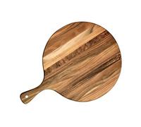 ZUNOXAZ Round Wooden Cutting Board with Handle Natural Snack and Bread Serving Tray Smooth Grip Kitchen Chopping Board for Steak Cheese and Dining Table Decoration