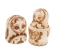 ZUNOXAZ Russian Nesting Dolls Pyrography Relief Wooden Matryoshka with Double-headed Eagle Pattern Decorative Storage for Boys Unique Cultural Gift for Birthdays and Special Occasions