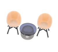 ZUNOXAZ Scale Tiny End Side Table with Two Armchairs for Balcony Decoration DIY Craft and Model Scenes