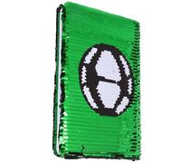 ZUNOXAZ Sequin Cover Notebook for Reversible Flip Glitter Journal with Embroidered Soccer Pattern Lined Pages Lovely Diary Book for Students and School Use