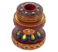 ZUNOXAZ Tibetan Prayer Wheel Base Stand Resin Craft Holder for Handheld Prayer Wheel Small Red Color for Buddhist Decor and Meditation Display