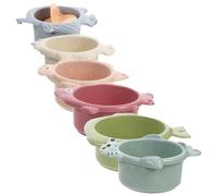 ZUNOXAZ Toddler Bath Toys 6pcs Cartoon Fish Stacking Cups Set Floating Water Bathing Toys for Infant Shower Play Bath Supply