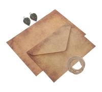 ZUNOXAZ Vintage A5 Kraft Paper Letter Writing Set with 5 Envelope Packs, Retro Leaf Pattern Stationery for Invitations, Blessing Cards, and Party Letters in Simple Style