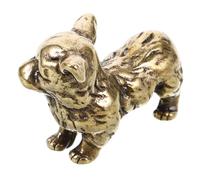 ZUNOXAZ Vintage Brass Miniature Dog Statue Solid Retro Animal Figurine for Desktop Decor Sturdy Vintage Brass Corgi Ornament with Craftsmanship and Stable Design for Home and Office
