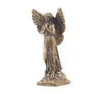 ZUNOXAZ Vintage Brass Praying Guardian Angel Statue Spiritual Home Angel Figurine with Wings Compact Tabletop Display for Office Bookshelf Wedding Baptism Christmas Altar Decor
