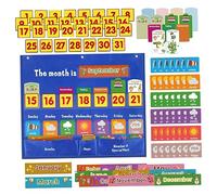 ZUNOXAZ Weekly Hanging Calendar Pocket Chart for Classroom Learning Wall Calendar Bag with Cards Educational Weather and Date Organizer for Home and School