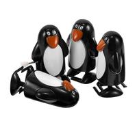 ZUNOXAZ Wind Up Racing Penguin 4Pcs Mini Plastic Figurines for Interactive Christmas Party Favors and Holiday Fun
