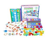 ZUNOXAZ Wooden Alphabet Flash Cards Double Sided Cognitive Pairing for Early Learning English Letters with Animal Patterns Educational Spelling Teaching Cards