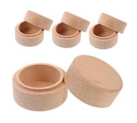 ZUNOXAZ Wooden Baby Tooth Keepsake Box, Small Round Solid Beech Wood Trinket Box with Lid, Boys and Girls Tooth Storage Set 4pcs for Nursery Memory and Jewelry Storage