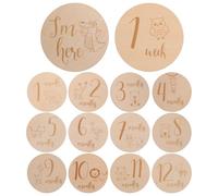 ZUNOXAZ Wooden Monthly Cards for Milestone Moments Fun Learning Activity Animal Patterns for First Year Celebration