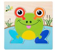 ZUNOXAZ Wooden Puzzle Board 5pcs Set for - 3D Cartoon Animal Jigsaw Puzzles Including Bee, Frog, Goldfish, Small Fish, and Elephant - Educational for Learning and Development