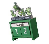 ZUNOXAZ Wooden St Patrick's Day Tabletop Calendar Perpetual Desktop Countdown Decoration Carved Painted Blocks for Desk Safe Stable Material Festive Irish Holiday Ornament