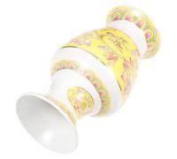 ZUNOXAZ Yellow Ceramic Zen Vase with Lotus Painting, Classical Style for Flower Arrangements and Worship in Buddhist Temples, Unique Artistic Home Décor Featuring Buddhism Enshrines Theme