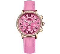 ZUNPAI Watch for Women Luxury Stylish Diamond Bezel Roman Number Mark, Multifunction Chronograph Analog Quartz Elegant Ladies Watch with Date Stainless Steel Band Waterproof Watches for Women, Pink