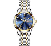 ZUNPAI Watches for Woman Classic Large Roman Numerals Mark Easy to Read Watch with Day Date Waterproof Luminous, Blue, Casual
