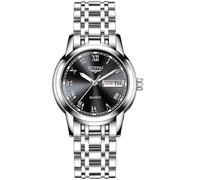 ZUNPAI Watches for Woman Classic Large Roman Numerals Mark Easy to Read Watch with Day Date Waterproof Luminous, White-Black, Casual