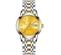 ZUNPAI Watches for Woman Classic Large Roman Numerals Mark Easy to Read Watch with Day Date Waterproof Luminous, Gold, Casual