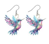 Zuntsutock Dangle Earrings - Colibri Earrings, Bird Earrings Birds | Funny and Cute Hummingbirds Hanging 2d Acrylic Past, se beskrivning, acrylic and metal