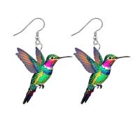 Zuntsutock Dangle Earrings - Colibri Earrings, Bird Earrings Birds | Funny and Cute Hummingbirds Hanging 2d Acrylic Past, se beskrivning, acrylic and metal
