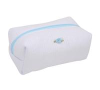ZUNUONUO Handmade Quilted Cotton Makeup Bag for Women - Cute Cosmetic Pouch, Travel Toiletry & Make Up Organizer, Coquette Aesthetic Skincare Bag, Travel Essentials, Baby Blue, Coquette