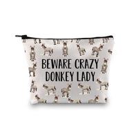 Zuo Bao Donkey Mom Makeup Bag Donkey Lover Gift Beware Crazy Donkey Lady Cosmetic Bag for Donkey Owner, Donkey Lady