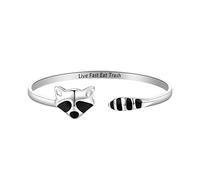 Zuo Bao Funny Raccoon Gift Live Fast Eat Trash Bracelet Raccoon Lover Jewelry for Animal Protector, S, Copper, no gemstone