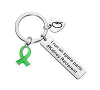 Zuo Bao Kidney Recipient Keychain, I Run on Spare Parts, Kidney Donation Present, Stainless Steel, Hypoallergenic, 1.2cm x 5cm, Unisex Adults, Organ Donation/Recipient Community, Health/Medical Color