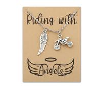 Zuo Bao Motorcycle Memorial Jewelry Memorial for Brother Dad Husband Sympathy Gift Riding with Angels Bracelet with Wing Car Truck Memorial, Stainless Steel, No Gemstone