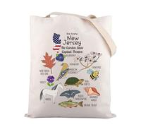 Zuo Bao NJ Pride Tote Bag The Garden State Grunge NJ State Map Blue Violet State Flower Jersey Lover Gift New Jersey Souvenir (3rd State)