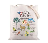 Zuo Bao SC Flag Tee Tote Bag South Carolina Pride Gift Yellow Jessamine Flower South Carolina Travel Gift Palm Tree, 8th State