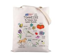 Zuo Bao Tennessee Map Tote Bag Nashville Souvenir Gift Tennessee Volunteers Shoulder Bag State Flower Iris Gift (16th State)