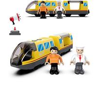 Zuoan Battery Operated Locomotive Train, Magnetic Railway Toy for Wooden Rails, Motorized Train, Compatible with Thomas, Brio, Chuggington, Melissa