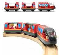 Zuoan Battery Operated Train for Wooden Train Track Set Toys for 3 4 5 Year Old Boys Kids Action Locomotive Train Magnetic Connection (Without Battery) (Red)