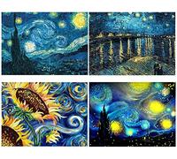ZuoAnLF 4 Pack 5D Diamond Painting Kits for Adults, Full Drill Van Gogh Diamond Art Painting Craft Kits for Home Wall Decora Gift (12x16 in)
