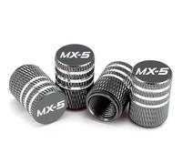 ZUOBYMBC 4 Pieces Tyre Valve Caps for Mazda MX-5,Car Tire Caps,Dust Caps for Car Tyres,Wheel Caps,Valve Caps Covers Replacement Accessories,Leak-Proof,Grey