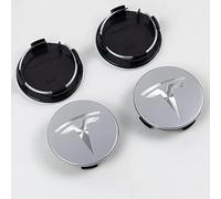 ZUOBYMBC 4Pcs Car Hub Center Caps for Tesla Model 3/S/X 60mm,Car Hub Caps,Rims Cover,Wheel Decoration Cover,Auto Logo Wheel Center Cover,Wheel Center Caps,Waterproof,Silver